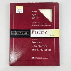 Southworth By Neenah Résumé Paper in Ivory %100 Cotton Watermarked 8 1/2 x 11”